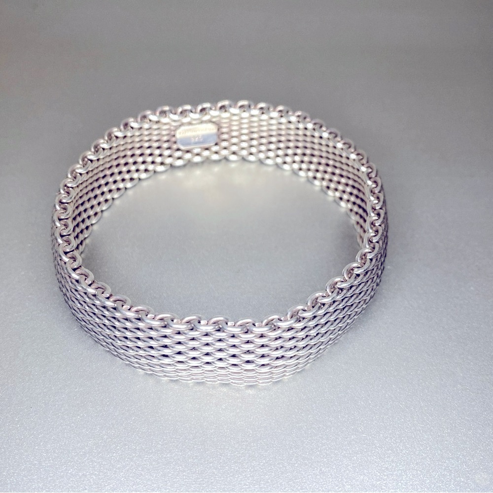 EUC Tiffany & Co 925 Sterling Silver Mesh Somerset
Bangle Bracelet - Medium